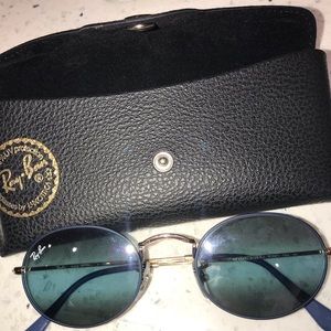 Brand New Light Blue Gradient Round Metal RayBans